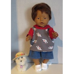 zomer capuchontrui setje grijs auto's baby born 43cm