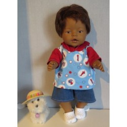 zomer capuchontrui setje blauw trein baby born 43cm