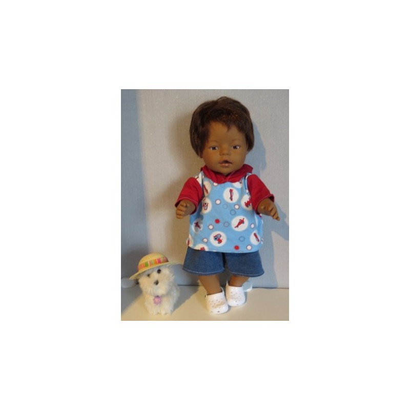 zomer capuchontrui setje blauw trein baby born 43cm