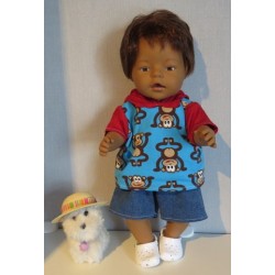 zomer capuchontrui setje blauw apen baby born 43cm