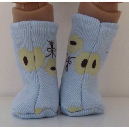 stoffen laarzen blauw gestreept bloemen baby born 43cm