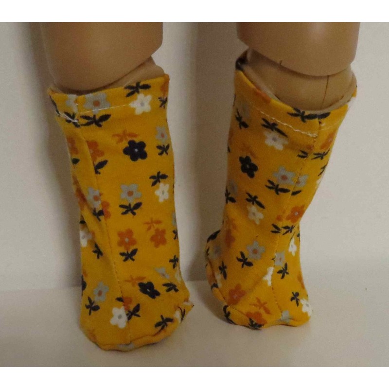 stoffen laarzen oker geel bloemen baby born 43cm
