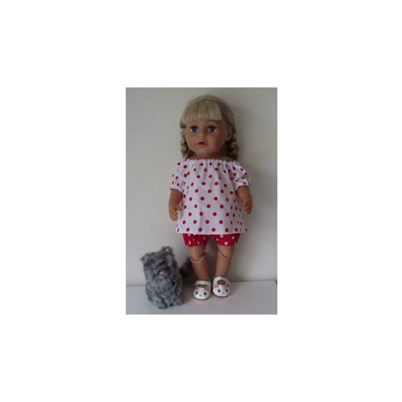 boot setje rood polka dots baby born 43cm