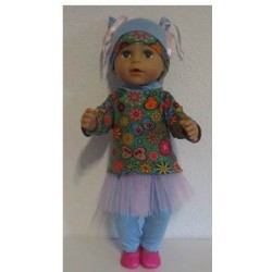 tutu rok setje groen met bloemen baby born 43cm