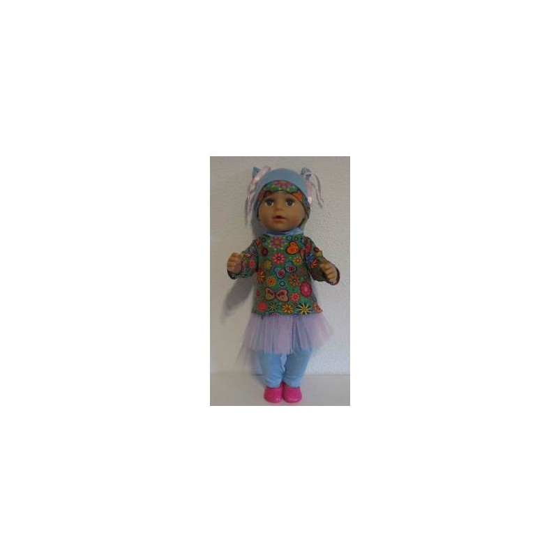 tutu rok setje groen met bloemen baby born 43cm