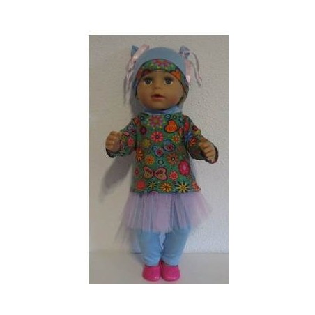 tutu rok setje groen met bloemen baby born 43cm