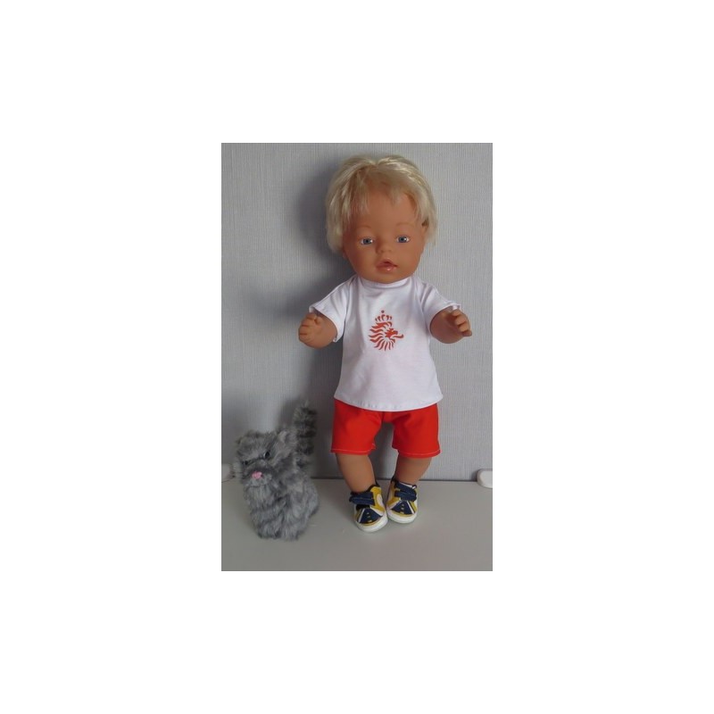 supporters setje wit met oranje  baby born 43cm