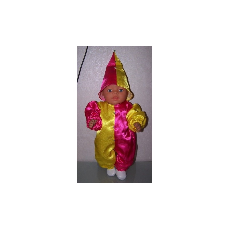 clownspak geel met hard roze baby born 43cm