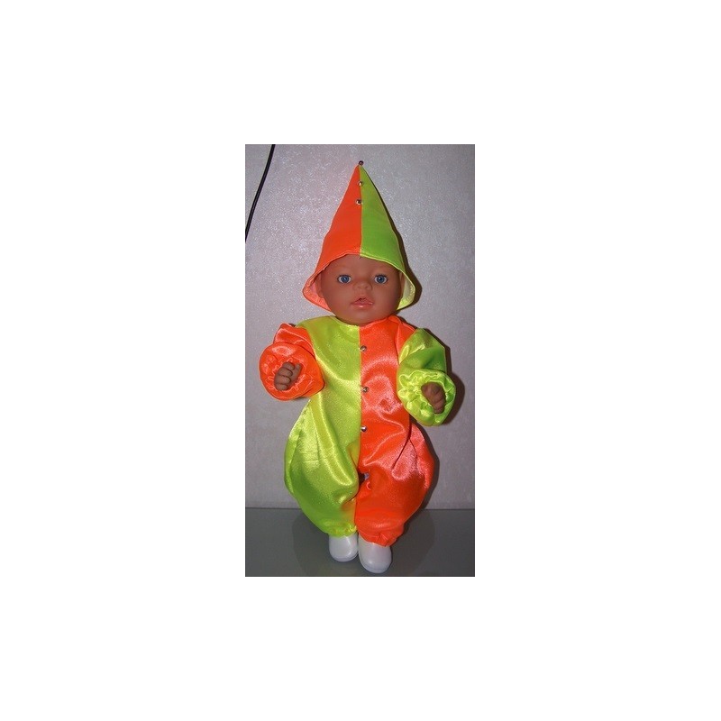 clownspak geel met oranje baby born 43cm