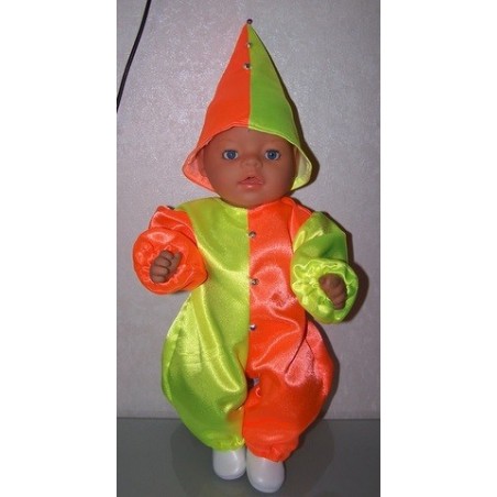 clownspak geel met oranje baby born 43cm