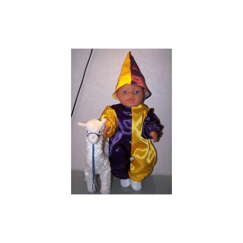 clownspak geel met lila baby born 43cm