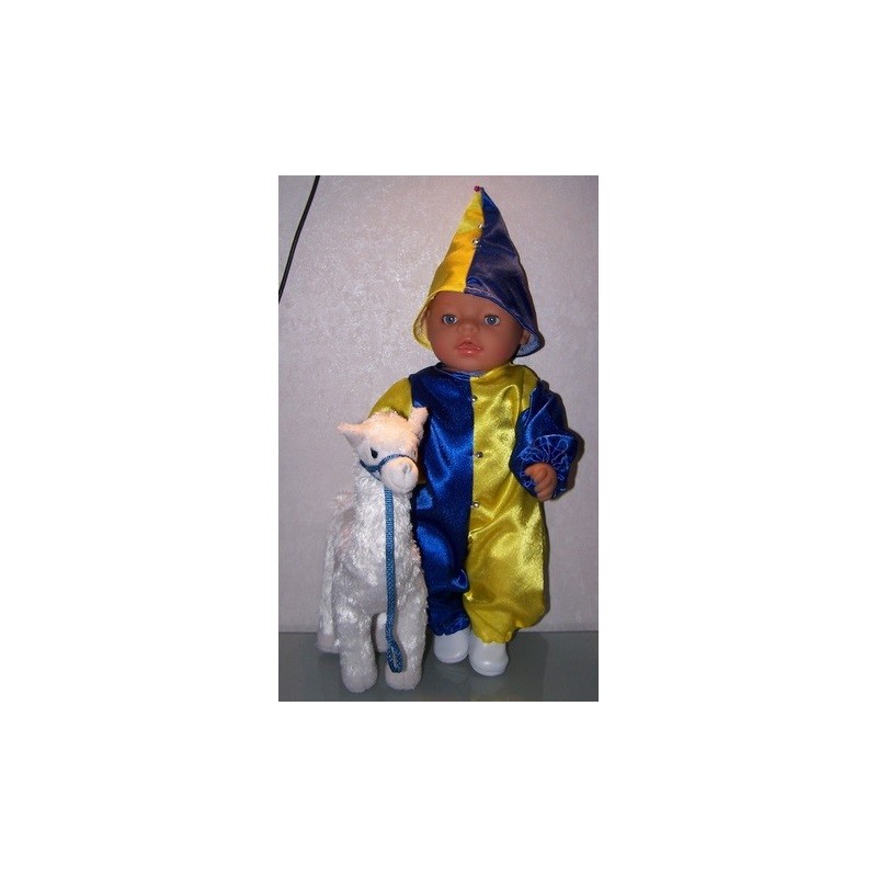 clownspak geel met blauw baby born 43cm