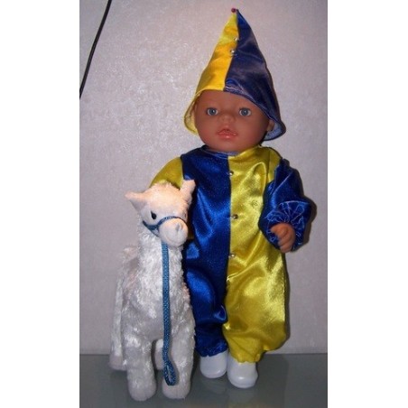 clownspak geel met blauw baby born 43cm