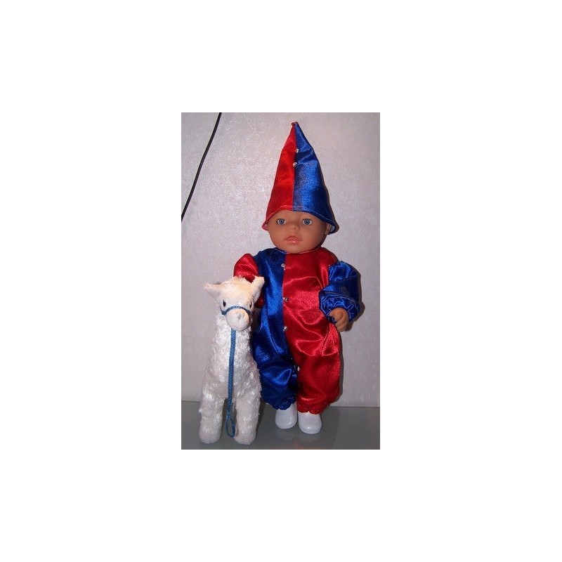 clownspak rood met blauw baby born 43cm