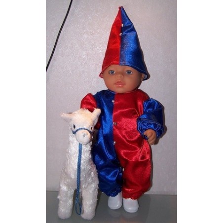 clownspak rood met blauw baby born 43cm