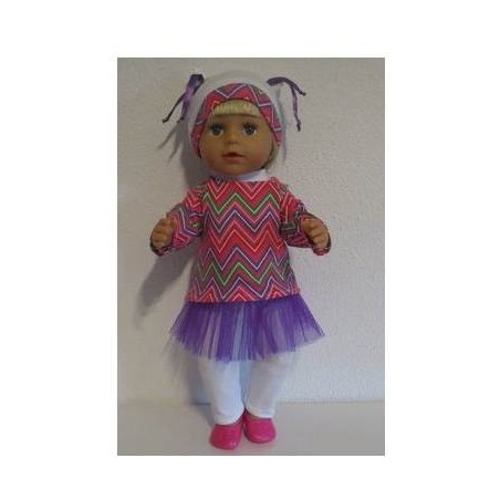 tutu rok setje roze gestreept baby born 43cm