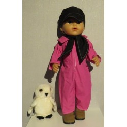 boerenoveral hard roze baby born 43cm