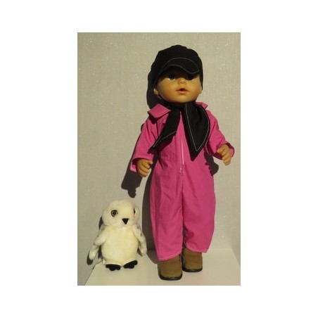 boerenoveral hard roze baby born 43cm