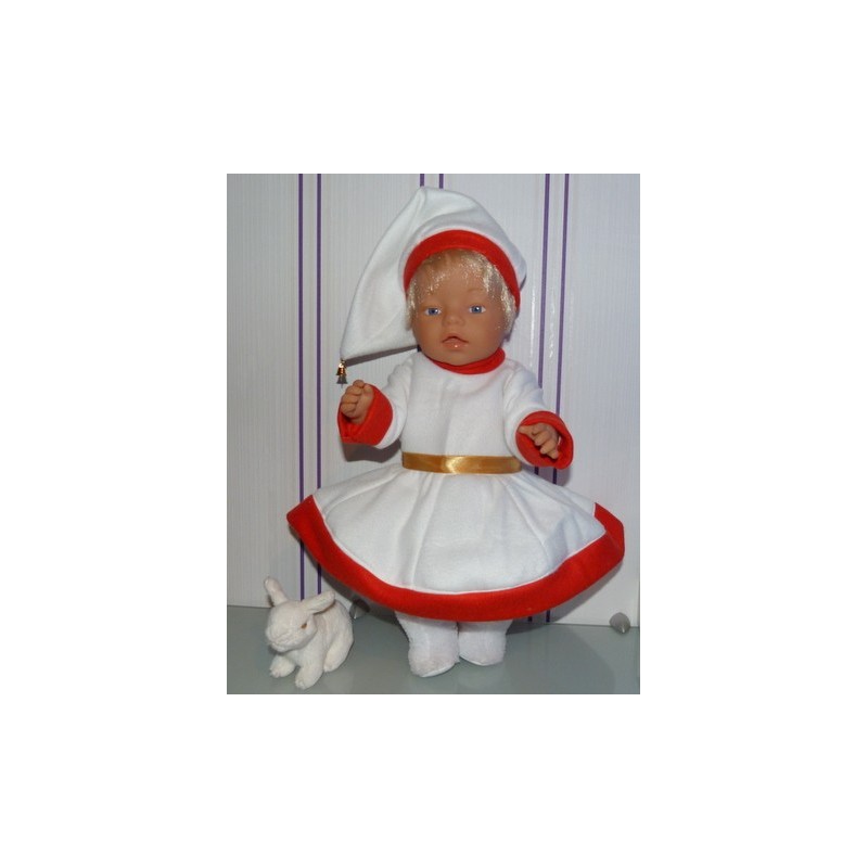 kerstvrouwjurk wit  baby born 43cm