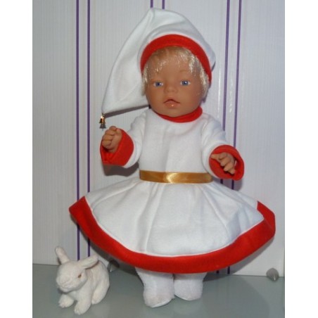 kerstvrouwjurk wit  baby born 43cm