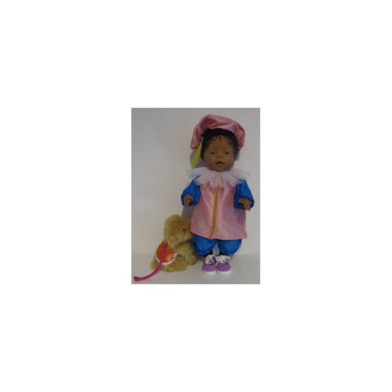 pietpak hard roze met blauw baby born 43cm