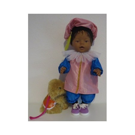 pietpak hard roze met blauw baby born 43cm