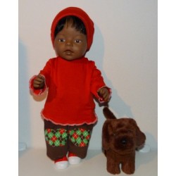 broek setje bruin met groen  baby born 43cm