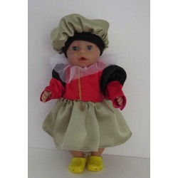 pietjurk rood,goud met zwart  baby born 43cm