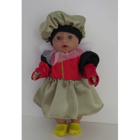 pietjurk rood,goud met zwart  baby born 43cm