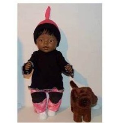broek setje roze met zwart baby born 43cm