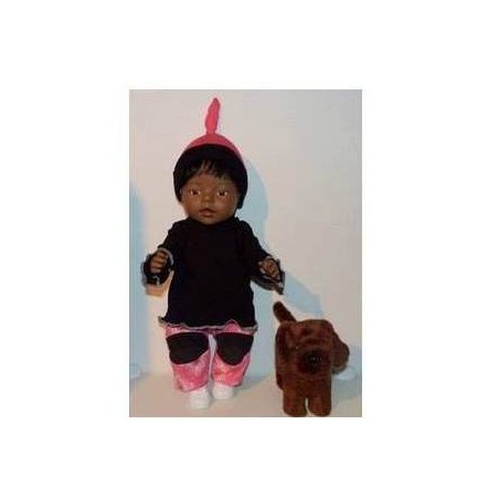 broek setje roze met zwart baby born 43cm