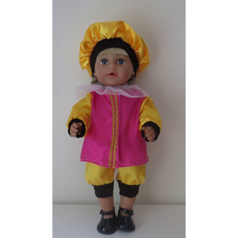 pietpak hard roze met geel baby born 43cm