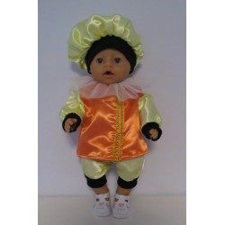 pietpak oranje met geel baby born 43cm