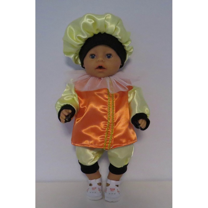 pietpak oranje met geel baby born 43cm