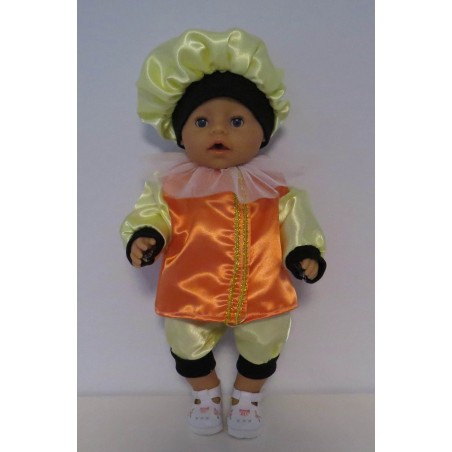 pietpak oranje met geel baby born 43cm