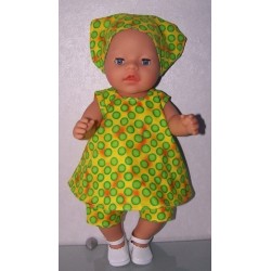 zomerjurk geel polks dots groen baby born 43cm