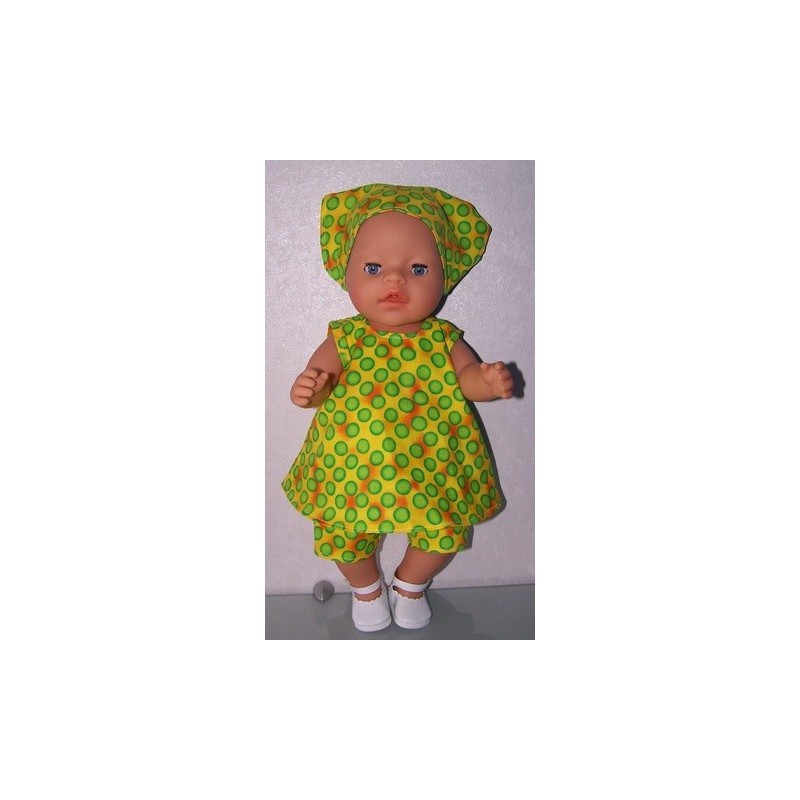 zomerjurk geel polks dots groen baby born 43cm