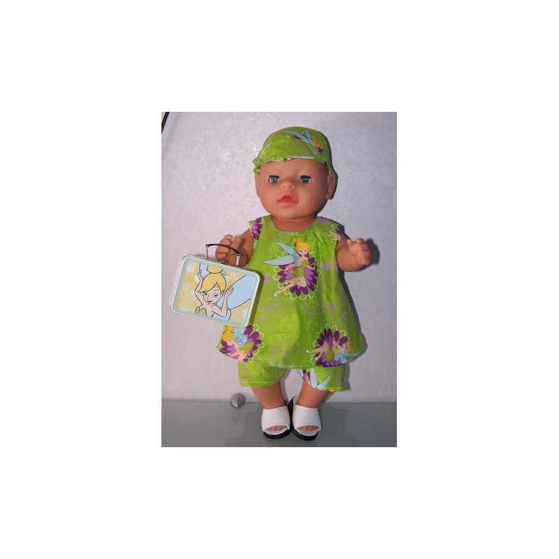 zomersejurk tinkerbell groen bloemen baby born 43cm