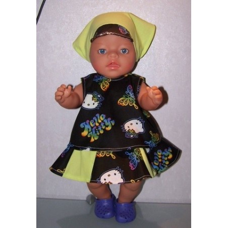zomersetje hello kitty zwart baby born 43cm