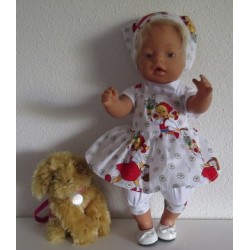 zomersetje wit met bloemen baby born 43cm