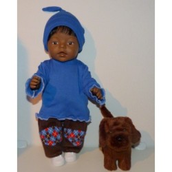 broek setje met blauw geruit baby born 43cm