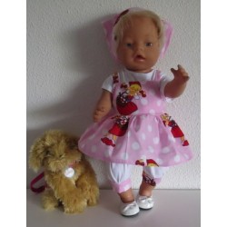 zomersetje roze stippen baby born 43cm