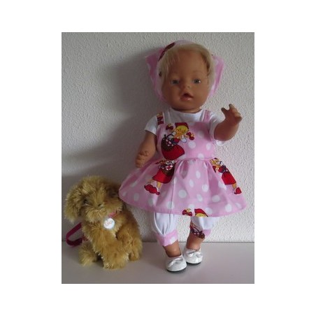 zomersetje roze stippen baby born 43cm