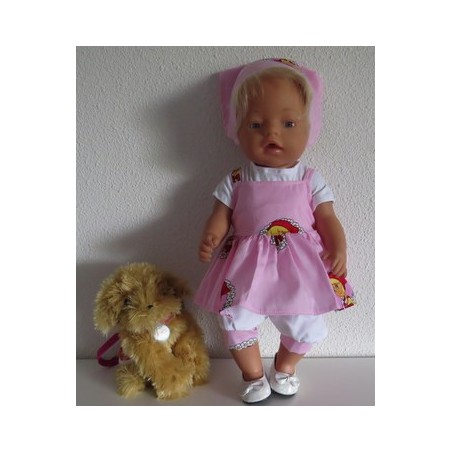 zomersetje roze bloemenkrans baby born 43cm