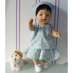 zomersetje blauw gebloemd baby born 43cm