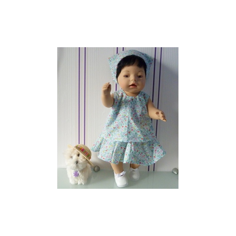 zomersetje blauw gebloemd baby born 43cm
