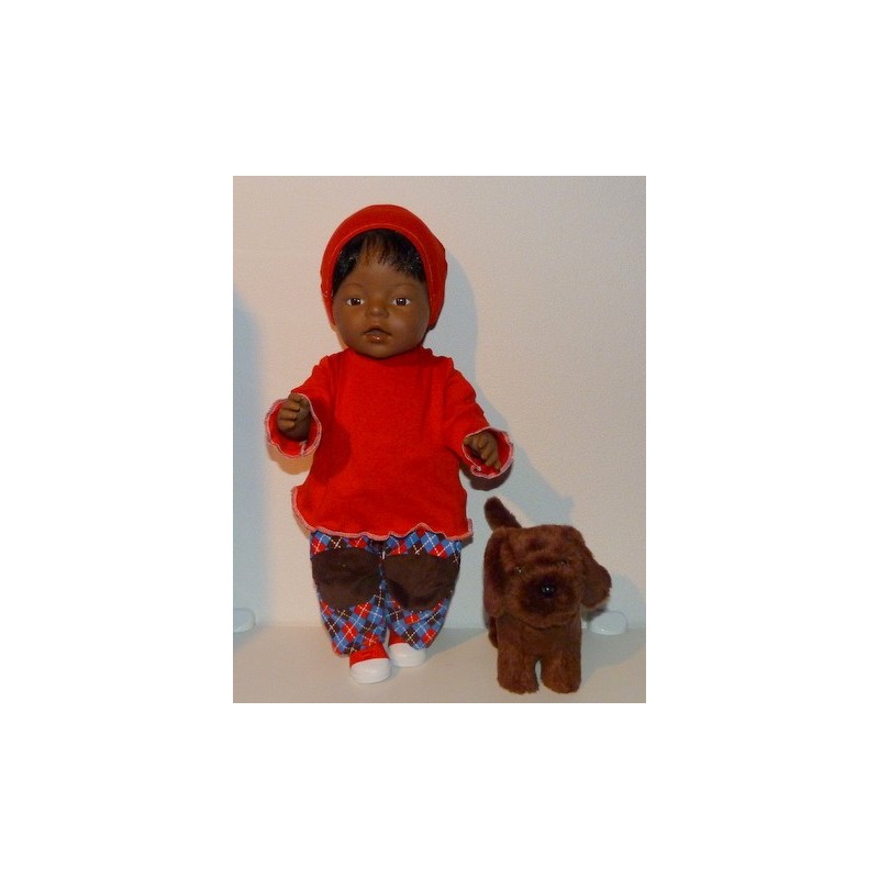 broek setje blauw geruit baby born 43cm