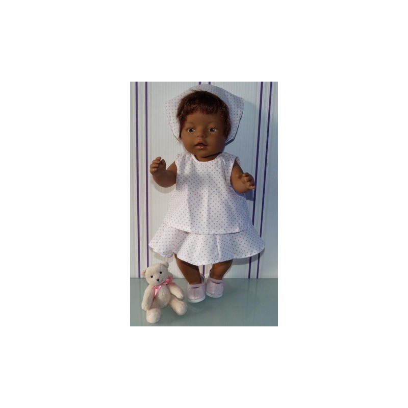 zomersetje met stippen roze baby born 43cm