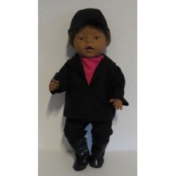paardrijd set zwart met hard roze baby born 43cm