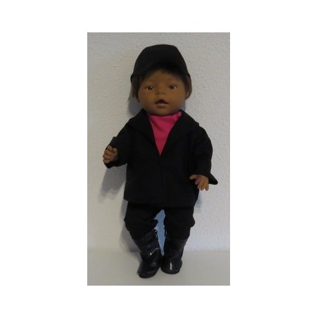 paardrijd set zwart met hard roze baby born 43cm